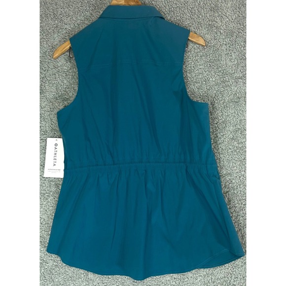 Athleta Levitate Poplin Tank Women L Teal Blue NWT Activewear Outdoor Utility - Picture 4 of 8